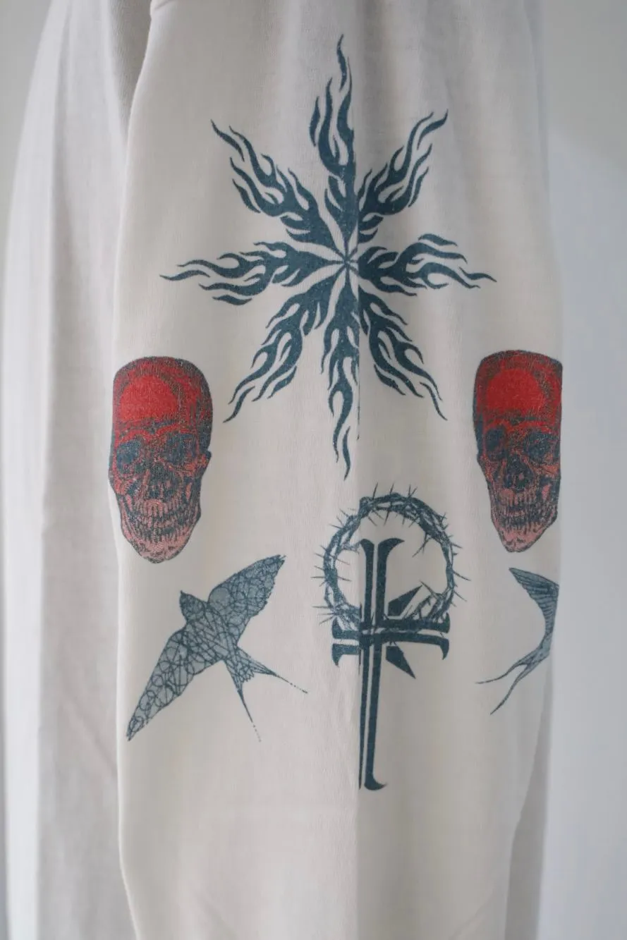 SAINT Mxxxxxx × Dr. Woo DW_LS TEE/TATTOO/WHT Dr.Woo joint model TATOO tattoo long sleeve off-white S-XL OE yarn Tube weaving high weight fabric without side seams Original printing water slurry process No touch printing Breathable and comfortable Original level replica printing Correct version Correct main mark/wash mark/cherub anti-counterfeiting mark